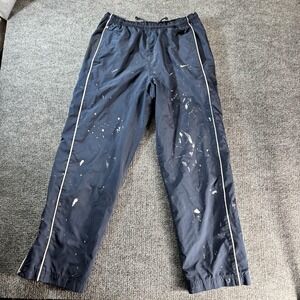 Nike Track Pants Mens Large Blue Warm Up Side Stripe Zip Hem Joggers Athletic